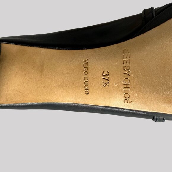 See By Chloé Womens 37.5 Blue Leather Mary Jane Heels - Picture 5 of 14